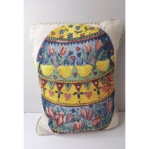 Vintage KYM BOWLES Tapestry Throw Pillow Easter Spring Floral Baby‎ Chicks 12x16